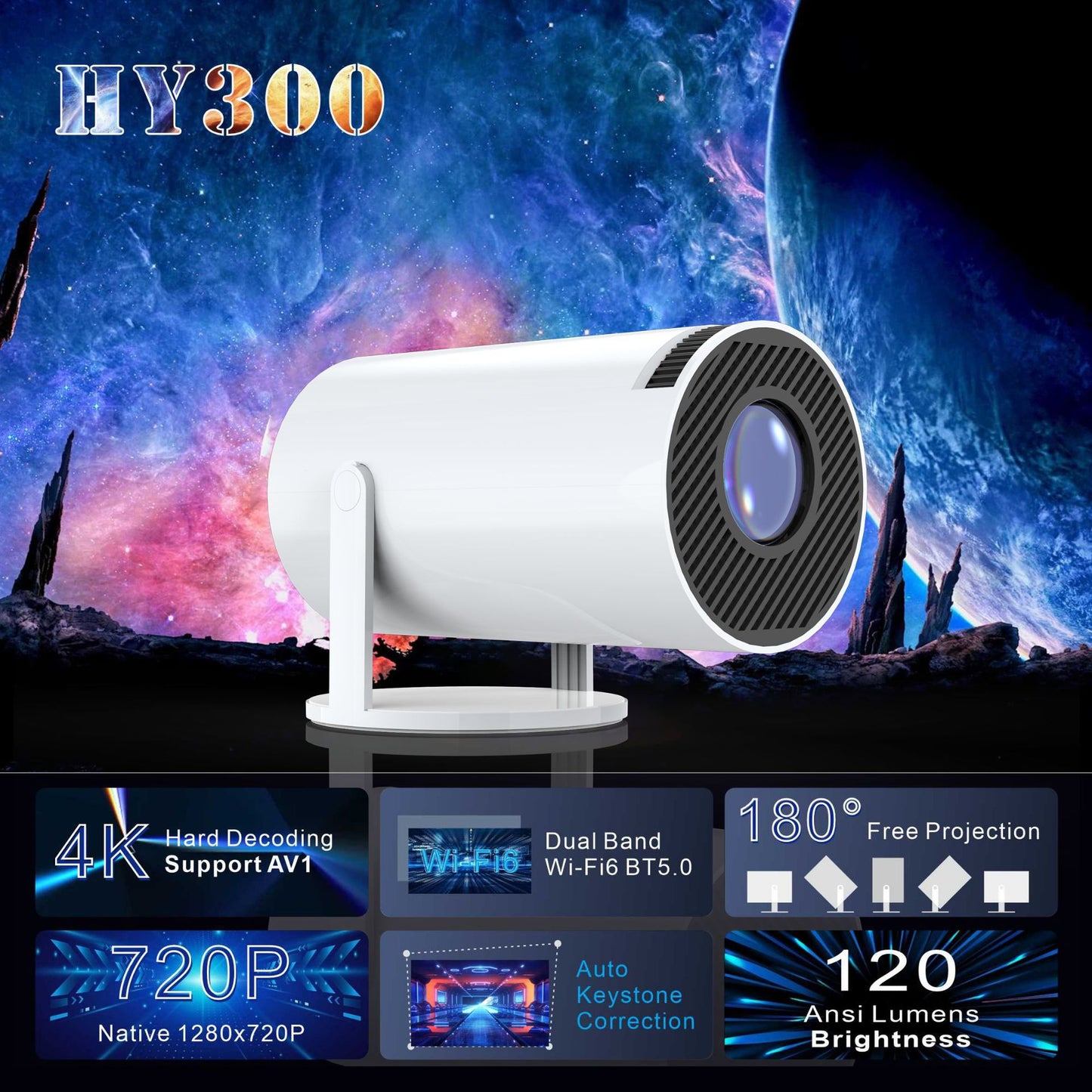 Hy300 Projector Home 4K